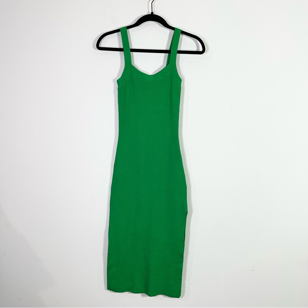 Babaton Aritzia Kelly Green Sleeveless Square Neckline Chase Midi Dress